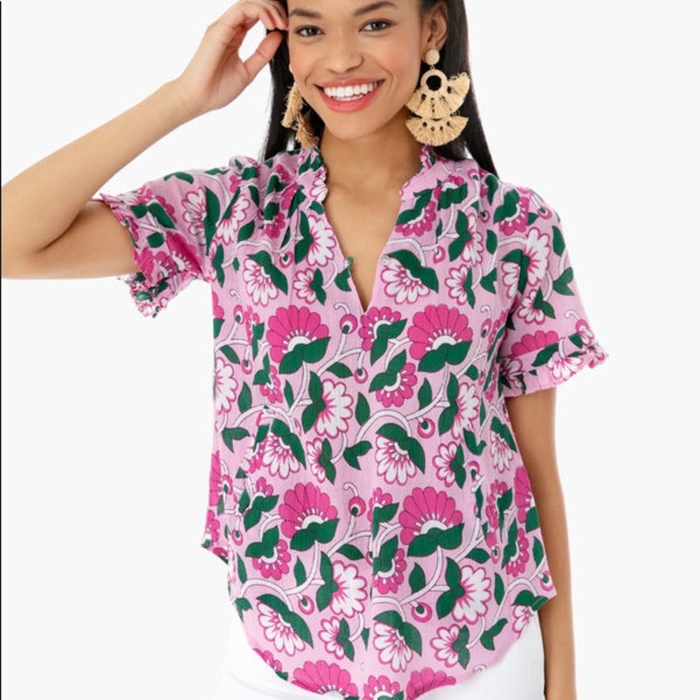 BANJANAN | Pink Floral Lilac Sachet Ebisu Top